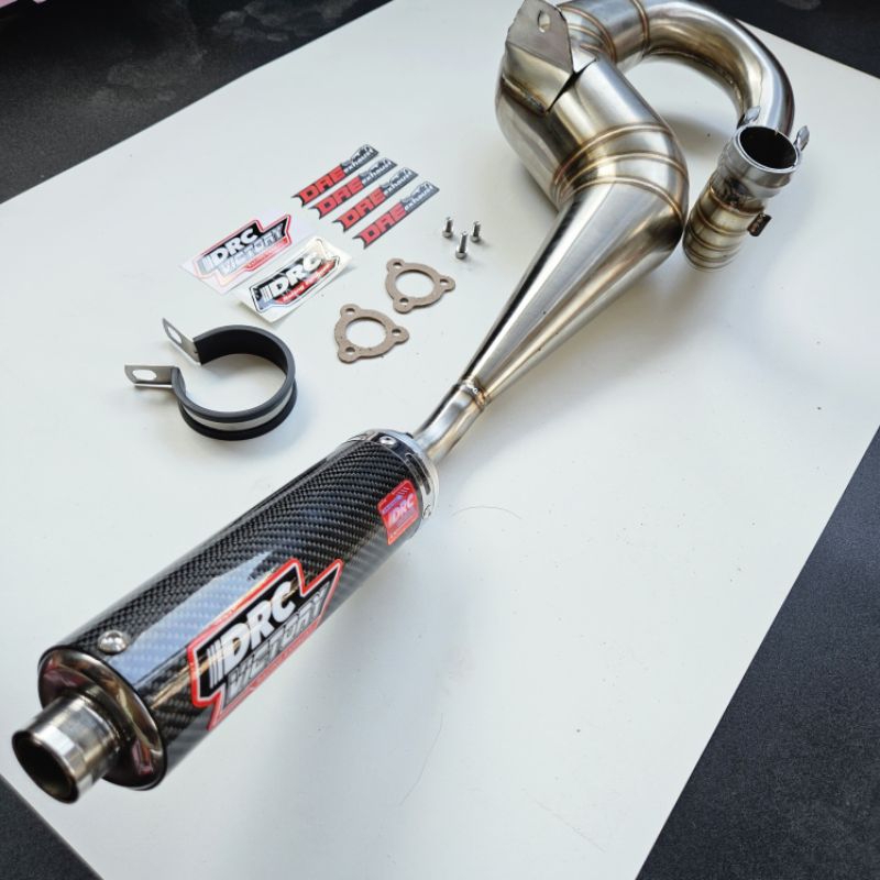 knalpot vespa DRC buang kanan stenlis carbon asli & non carbon ORIGINAL