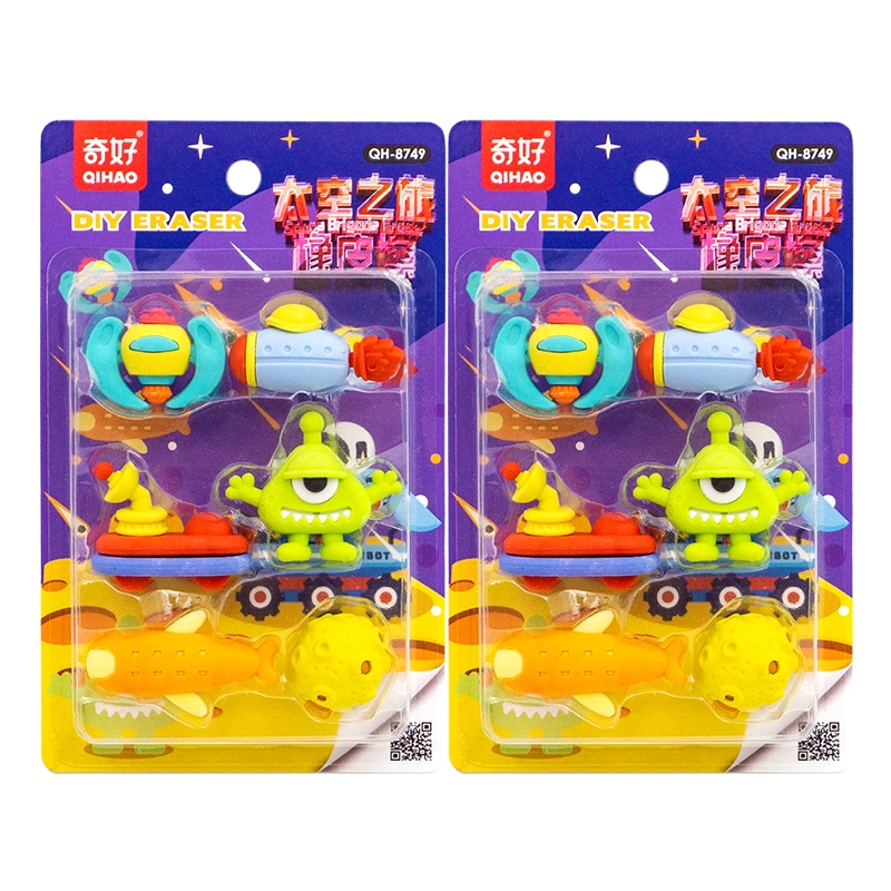 

8749 Penghapus set Karakter Alien rocket gift anak laki laki - stationery sensory play