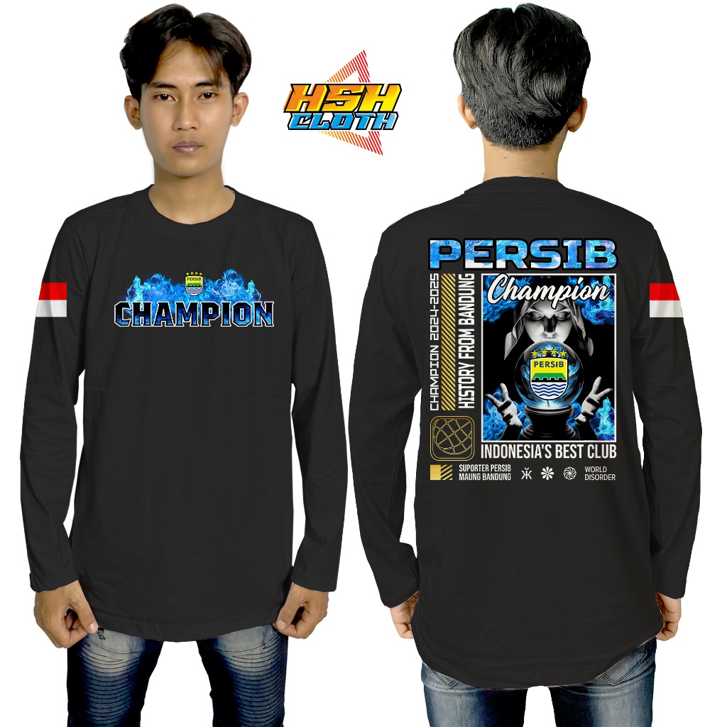 Baju Kaos Distro Lengan Panjang Persib Bandung Bintang 4 Champion Viking Persib Bobotoh Champion Jua