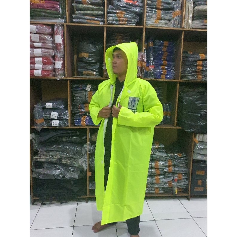 Jas Hujan Jubah Satpam Stabilo - Jas Hujan Satpam Jubah - Mantel Hujan  Jas hujan model Jubah