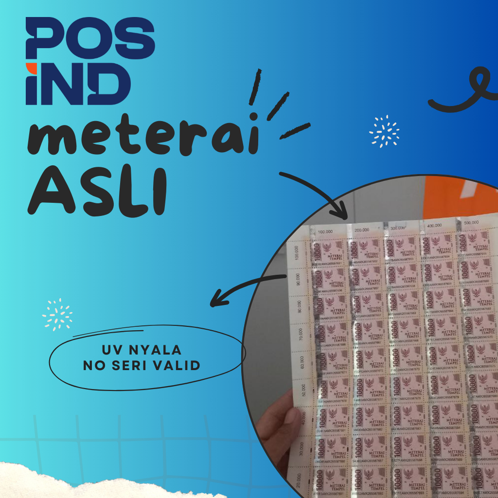 

(PAKET 10 PCS) materai tempel 10ribu / 10.000 ASLI dari kantor pos