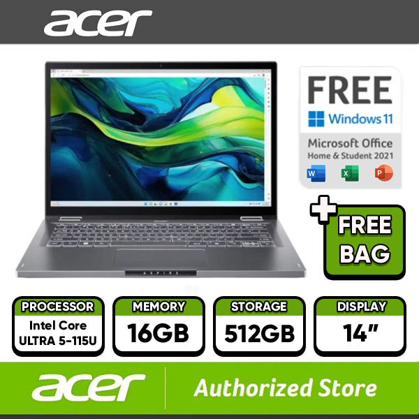 Acer Laptop Aspire Spin ASP14-52MTN-53XC Intel Core Ultra 5-115U 16GB 512GB 14" W11