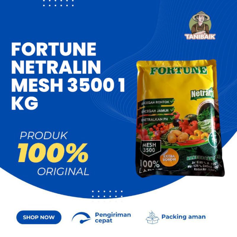 

Pupuk Kalsium Extra Boron plus Zn Fortune Netralin Mesh 3500 cepat larut kemasan 1 Kg
