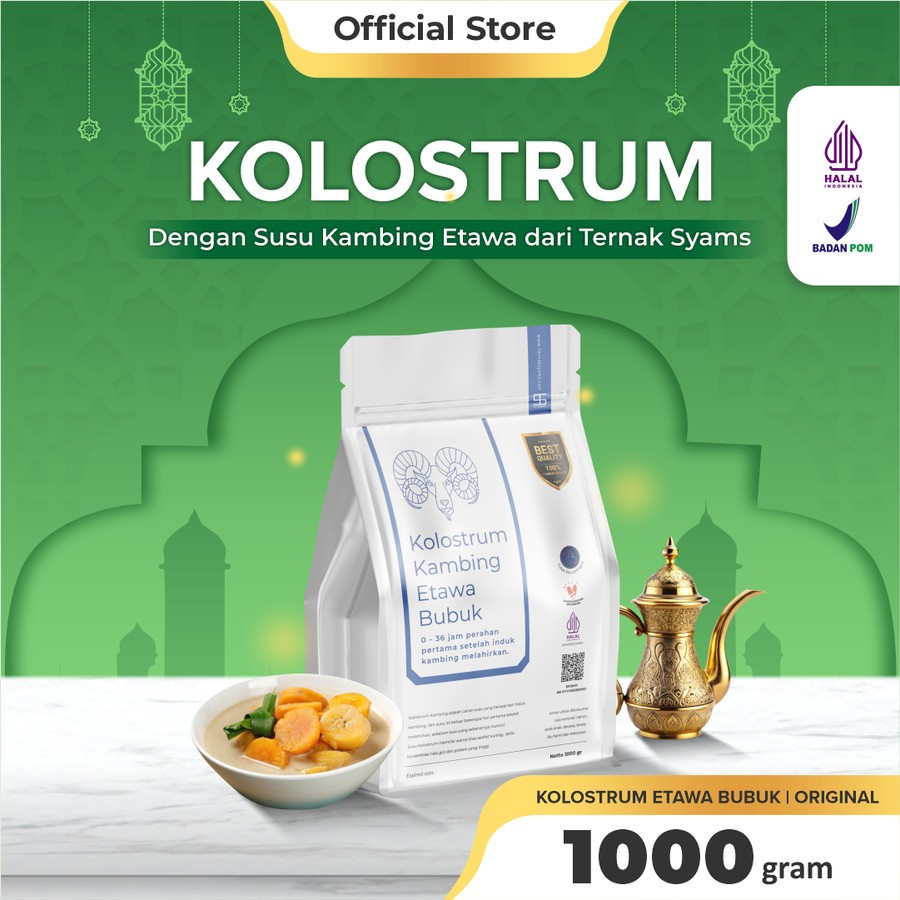 

Premium Susu Kambing Etawa Kolostrum Colostrum Bubuk Ternak Syams 1000gram 1KG