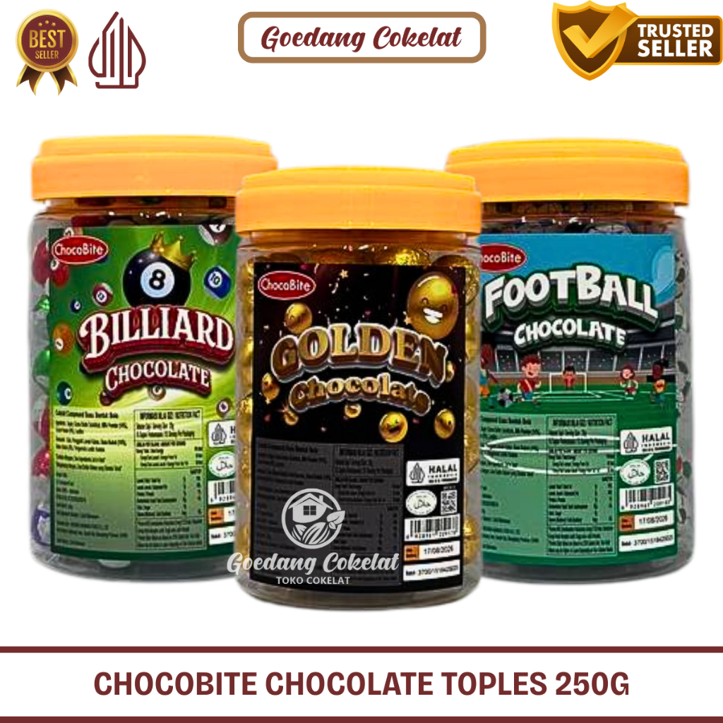

READY STOCK Chocobite Golden Billiard Football Chocolate Coklat Emas Toples 250g