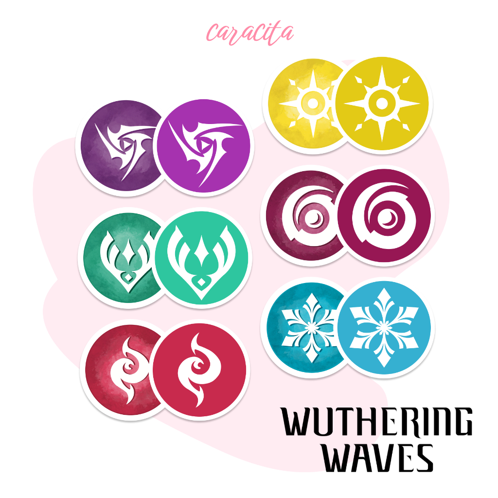 

Wuthering Waves (WuWa) | Attributes Element Stickers Electro Aero Spectro Havoc Fusion Glacio Stiker