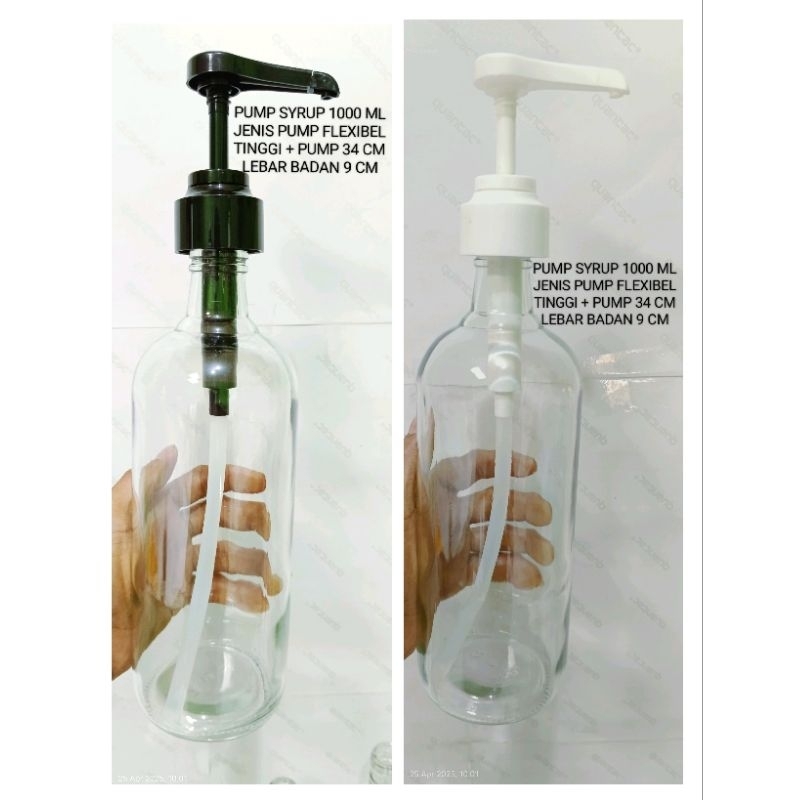 Botol pump syrup botol kaca pump 1000ml botol syrup 1 liter