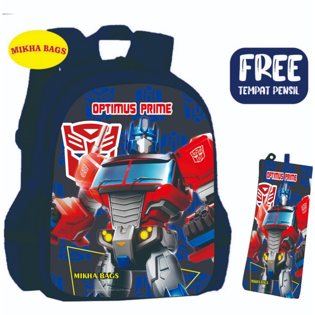 Mikha bags_Tas ransel anak laki-laki motif karakter kartun super hero transformers optimus frime ter