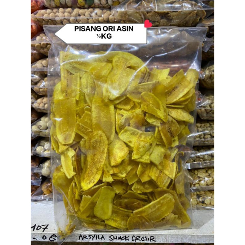 

Snack Kiloan Keripik Pisang Panjang Original Asin 500gr/½