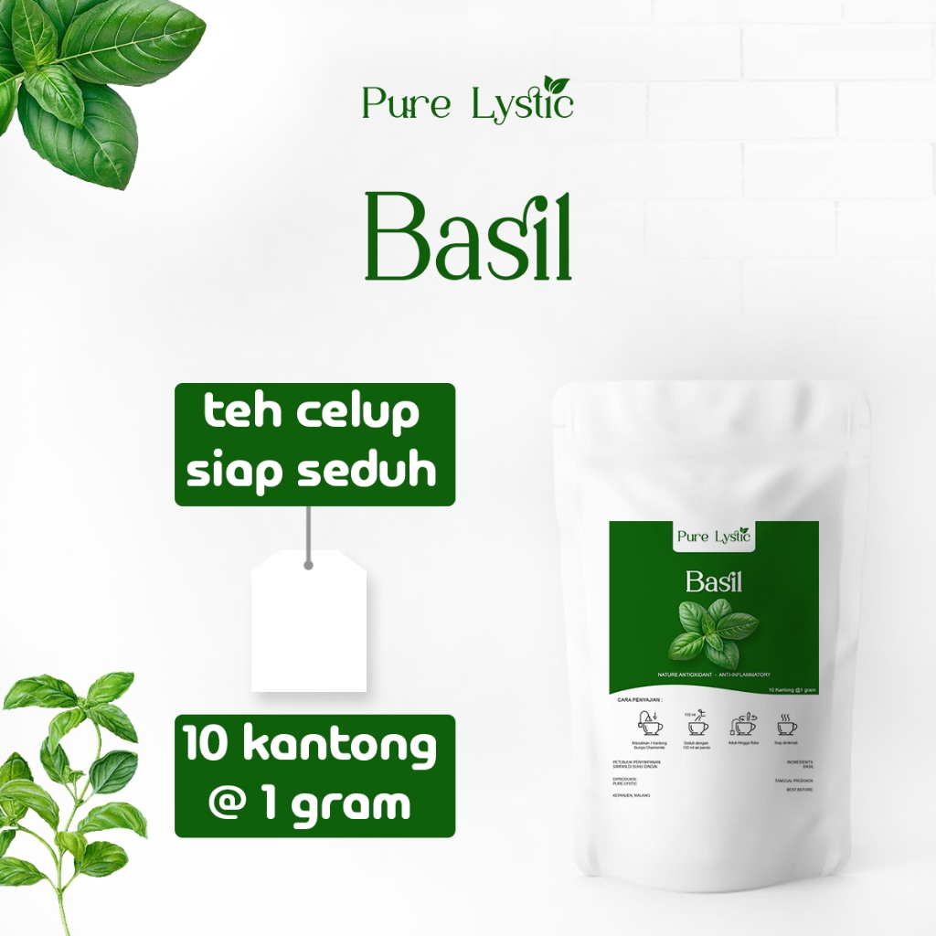 

Pure Lystic - Basil Tea Detoksifikasi & Mengobati Gangguan Kulit Teh Celup Siap Seduh