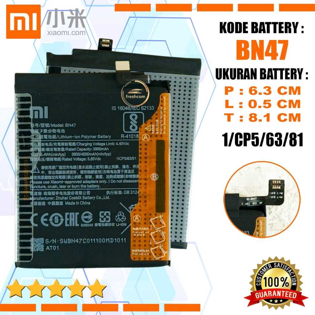 Baterai Original Xiaomi Redmi 6 Pro MI A2 Lite BN47 BN-47
