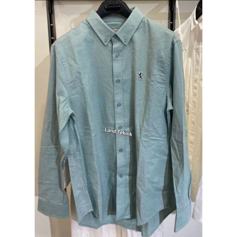 kemeja lengan panjang pria kemeja mini lion GREEN giordano original