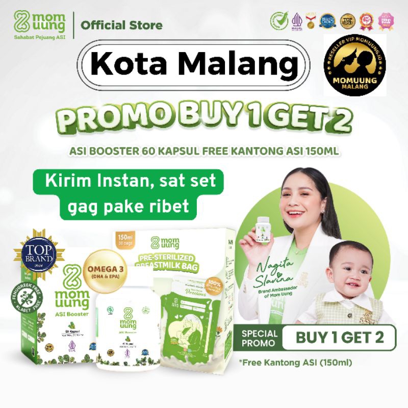 [ DISTRIBUTOR MALANG BUY 1 GET 2 ] MOM UUNG ASI BOOSTER 60 KAPSUL FREE KANTONG ASI 150ML/ PELANCAR A