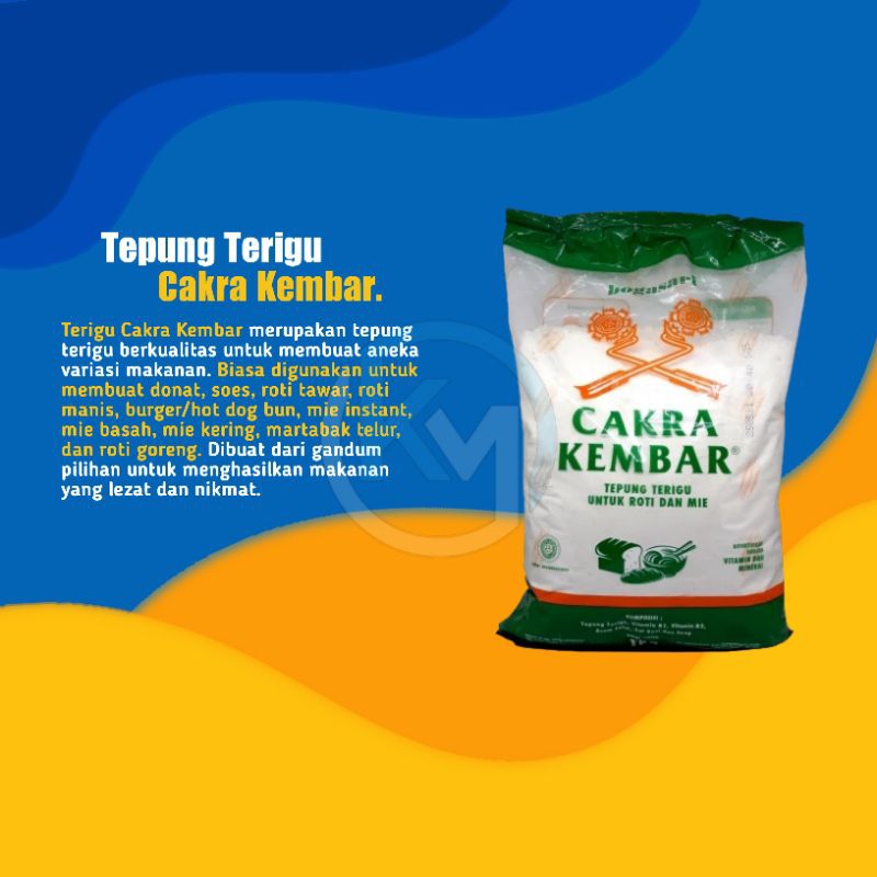 

TEPUNG/TERIGU CAKRA KEMBAR EKONOMIS KEMASAN 1KG