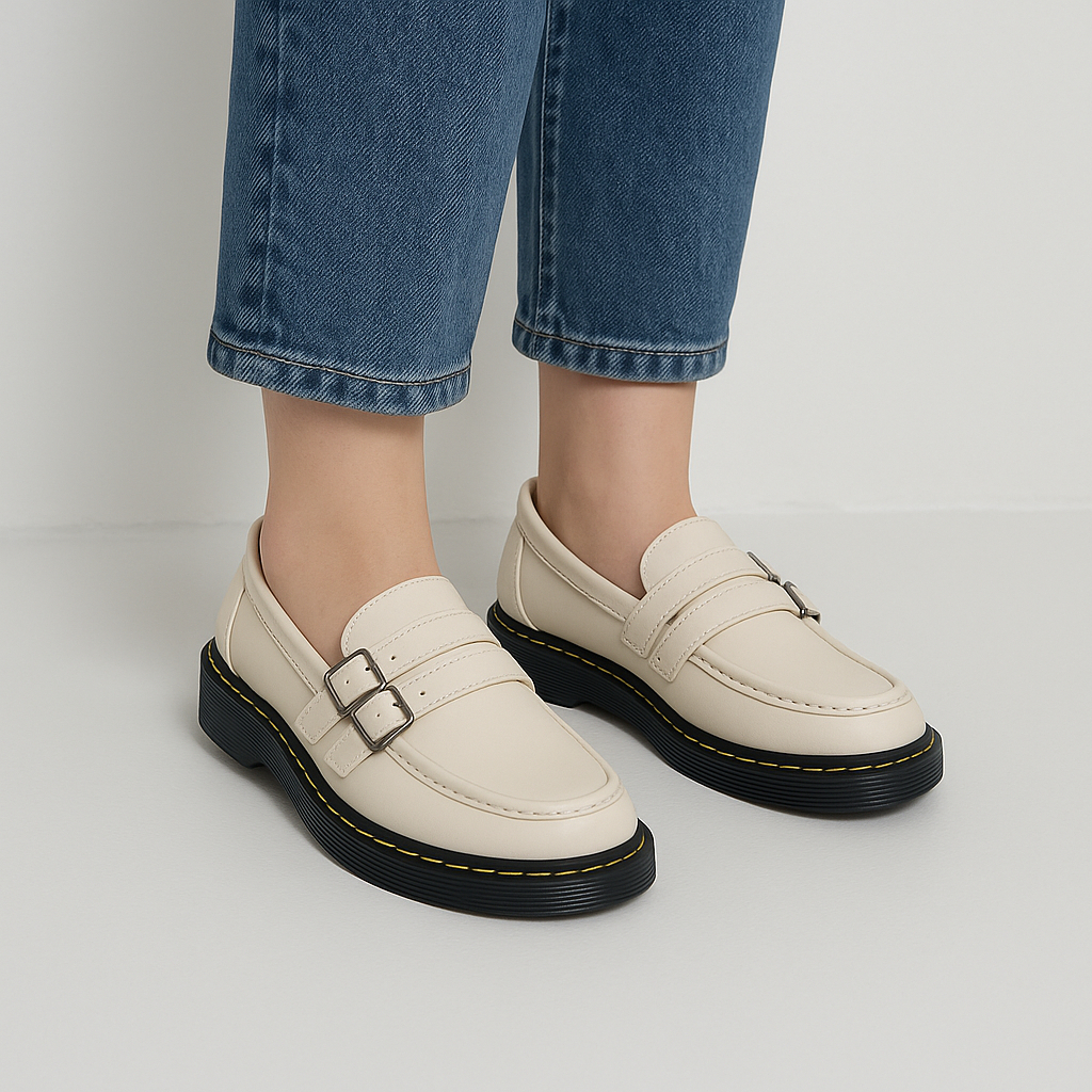 Beige Loafers Big Size 45 44 43 42 41 40 Sepatu Docmart Wanita Kasual Kaki Jumbo