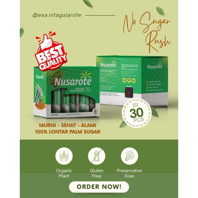 

NUSAROTE Gula Sehat Lontar Kemasan Sachet Isi 30pcs
