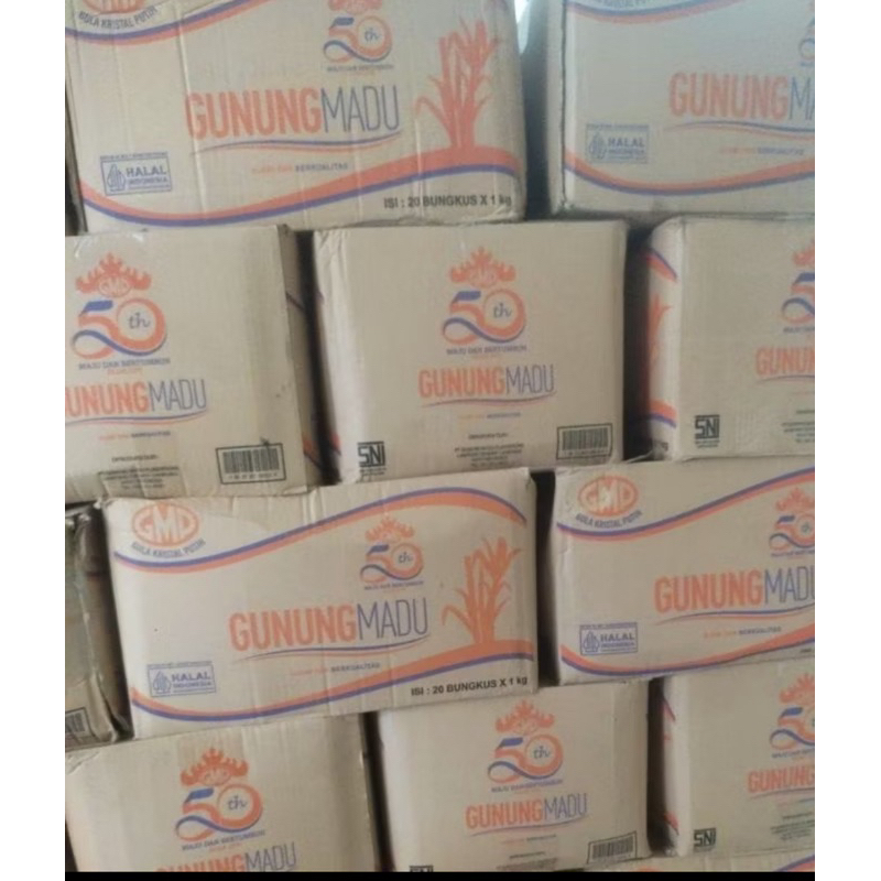 

gula gmp kemasan 1 kg, ready siap kirim, 1 dus isi 20 harga tertera harga 1 pcs