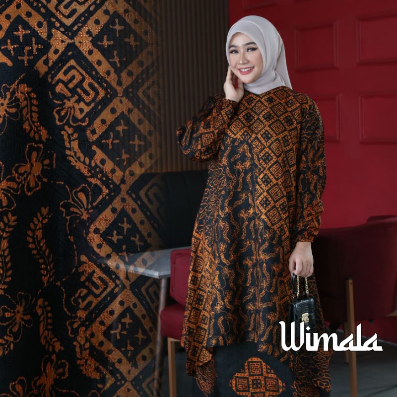 OUTFITKU- Baju kondangan wanita kekinian Gamis kondangan simple elegan One set wanita kekinian Batik
