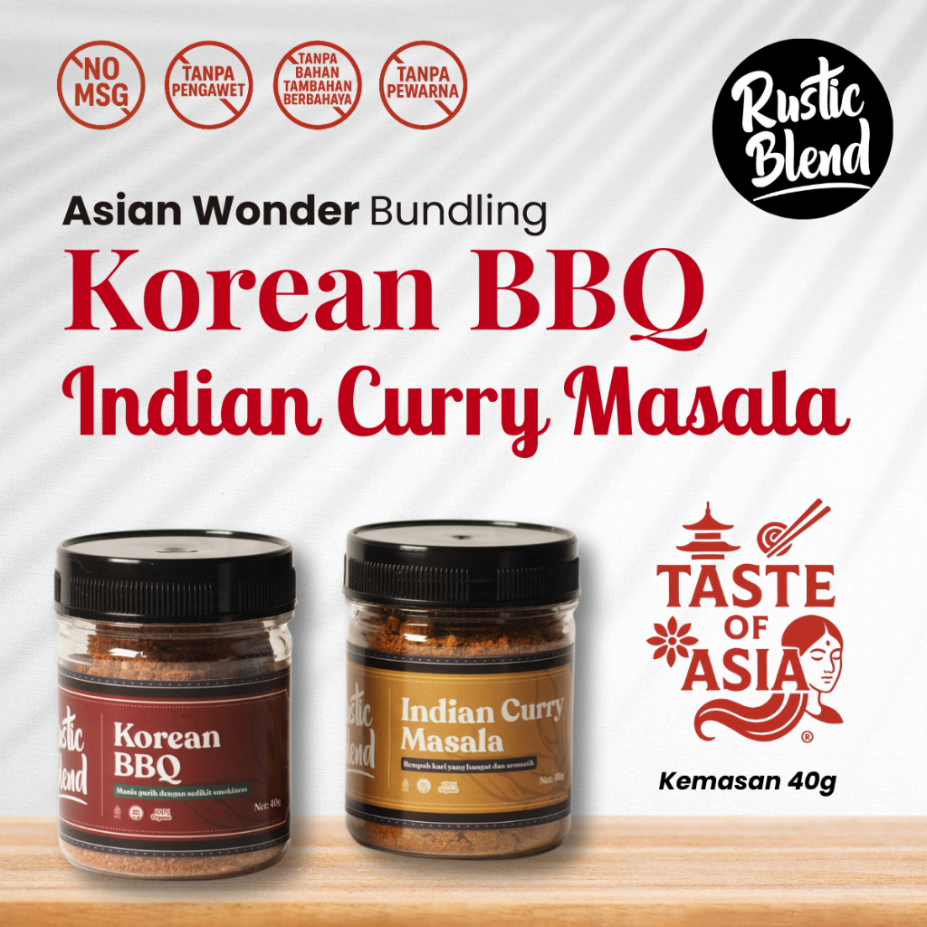 

RUSTIC BLEND Asian Wonder | Bumbu Korean BBQ & Indian Curry | Dry Rub Premium Tanpa MSG