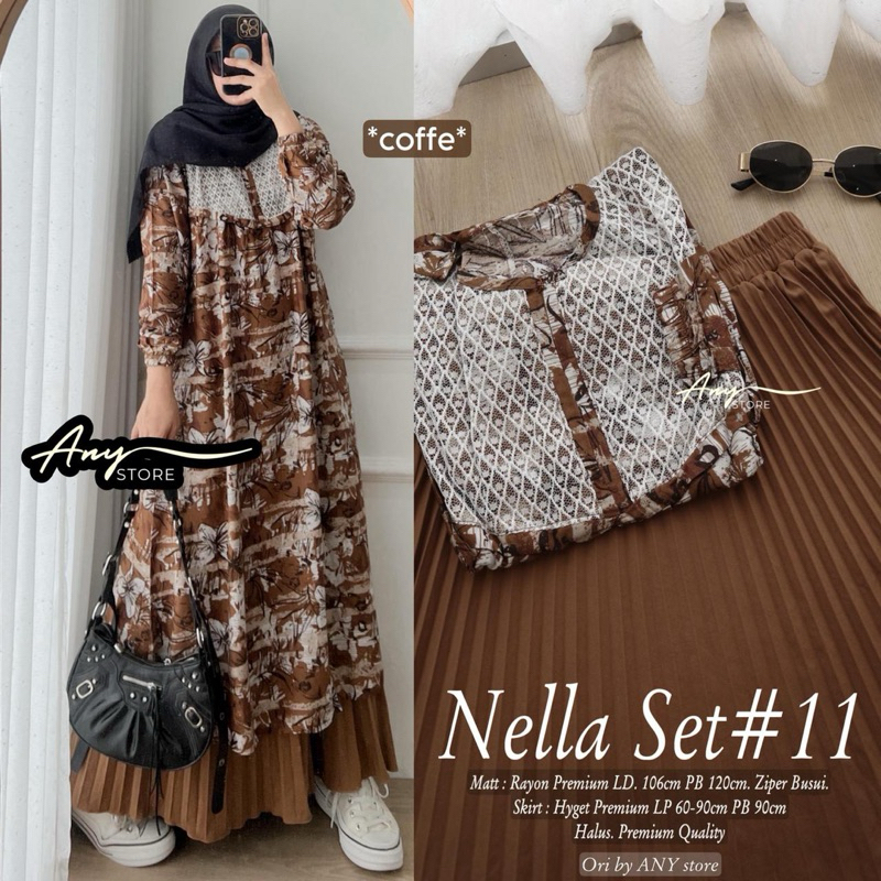 NEW RERE NELLA ALMAZ IRNA VIRTA SET SETELAN HERLY TUNIK MOTIF ROK PLISKET POLOS BY ANY