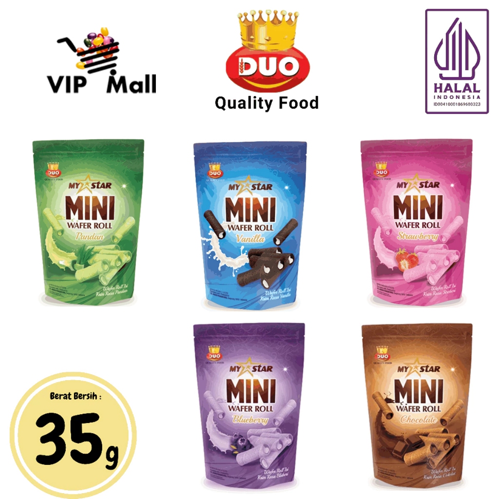 

DUO My Star Mini Wafer Roll Cokelat - Netto 35gr Snack Cemilan Anak