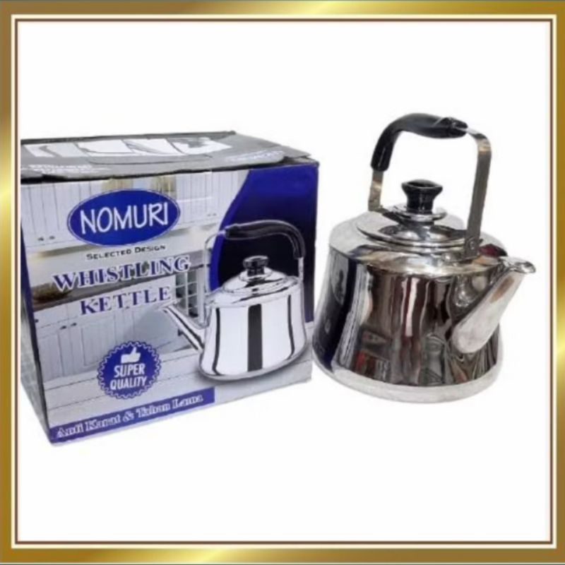 Teko Ceret Bunyi Stainless Steel NOMURI | Kettle Siul Gagang Anti Panas | Pemanas Air Induksi Gas Li