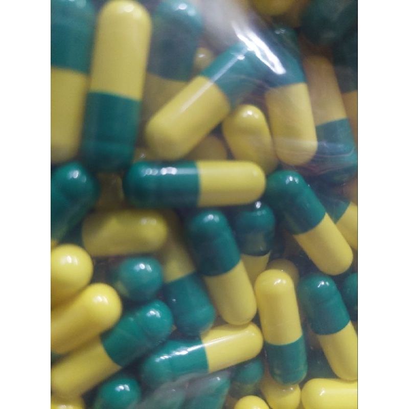Cangkang kapsul kosong uk 00, 1.000mg, isi 1.000 pcs. hijau kuning