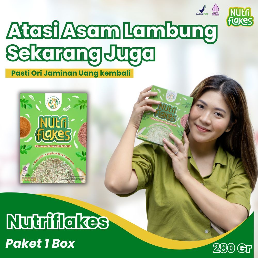 

Nutriflakes Sereal Umbi Garut Solusi Asam Lambung 1 Box