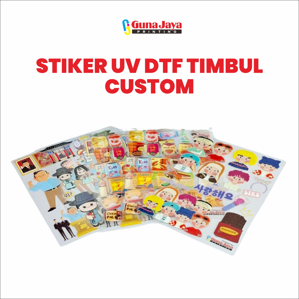 

Stiker UV DTF Timbul Custom Full Color Stiker timbul custom