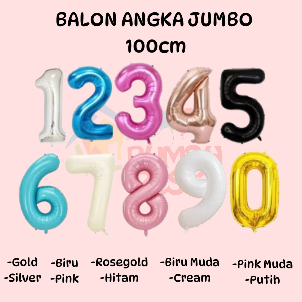 BALON FOIL ANGKA JUMBO 100CM