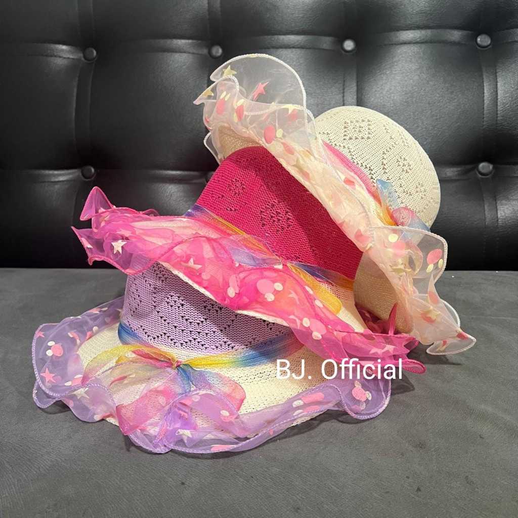 TOPI PANTAI ANAK WANITA MOTIF RENDA ORIGINAL IMPORT