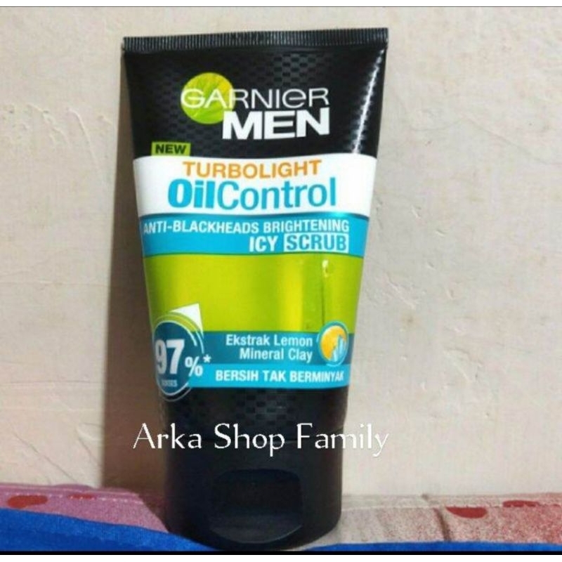 GARNIER Men Turbo Light Oil Control Icy Scrub 100ml - Sabun Cuci Muka