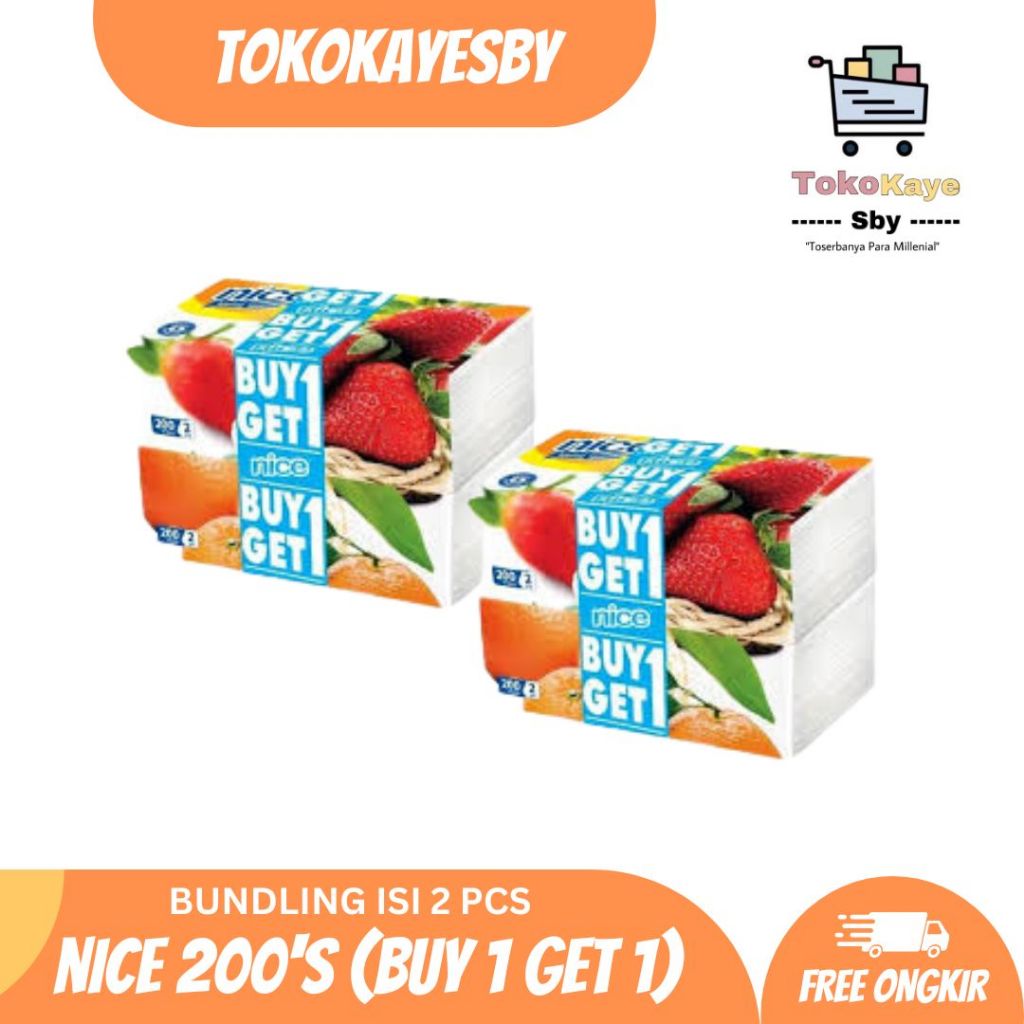 Tisu Tissue nice 200 sheet 2 ply buy 1 get 1 pomo bundling 2 pack