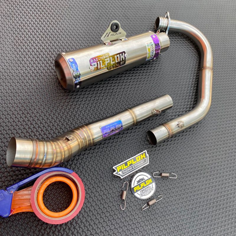 Knalpot Racing Type GP Pro Panjang 25cm Emblem Biru Original Pilplok Racing Exhaust
