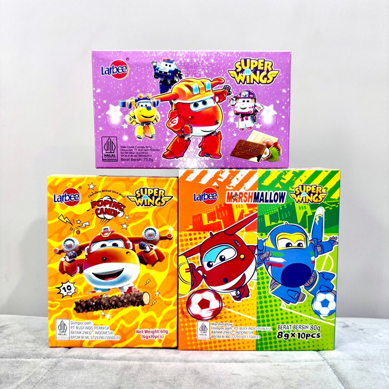 

Larbee Super Wings Chocolate Marshmallow Poping Candy Biscuit Wafer Cards