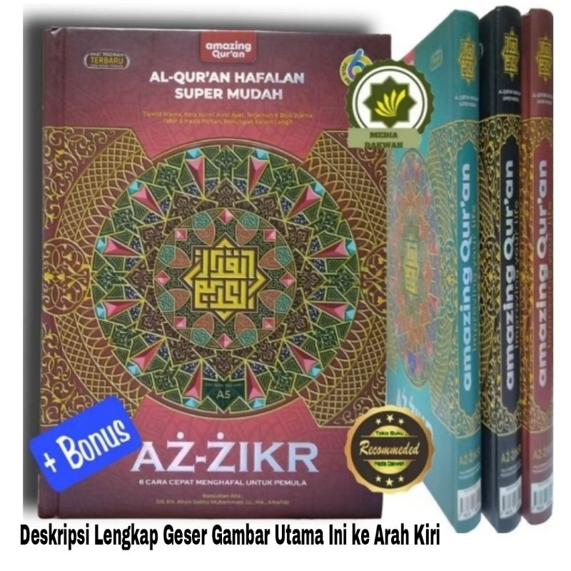 Mushaf AL-QURAN HAFALAN SUPER MUDAH AZ-ZIKRA ukuran A5 Disertai 6 Cara Cepat Menghafal Al-Qur'an Unt