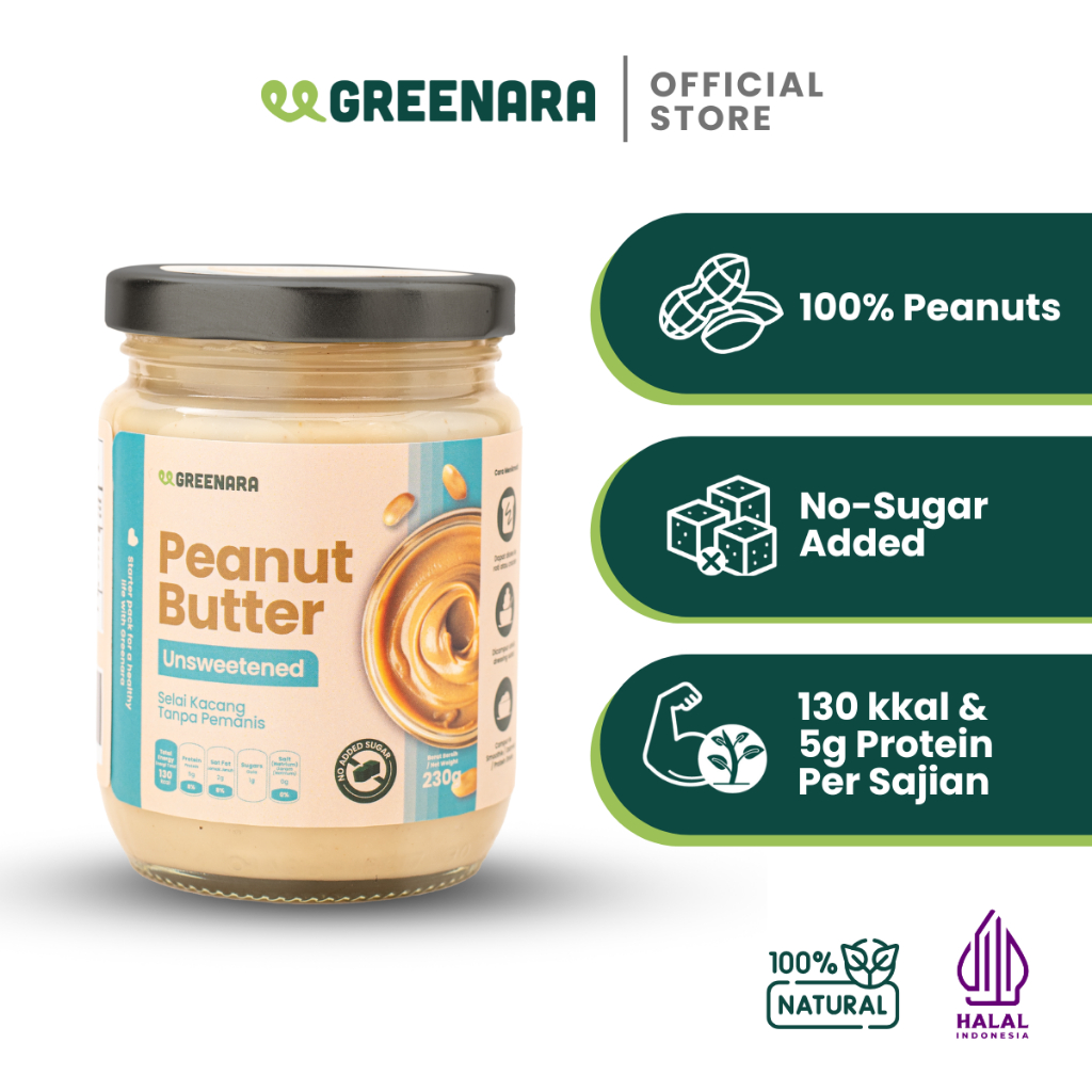 

Greenara Selai Kacang Sehat / Peanut / Almond / Hazelnut / Cashew Butter