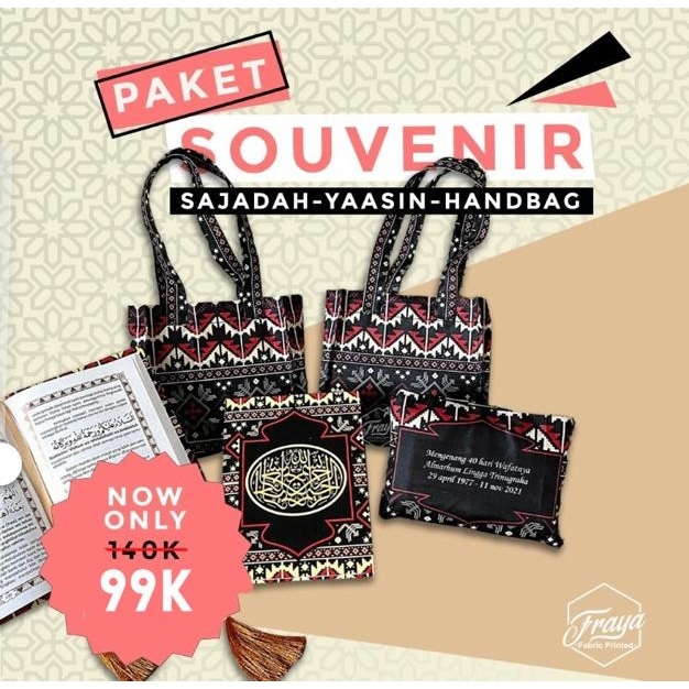 PAKET TAHLIL SAJADAH CUSTOM | SAJADAH MOTIF BANDUNG |FREE CUSTOM NAMA | HANDMADE | TRAVEL SAJADAH | 