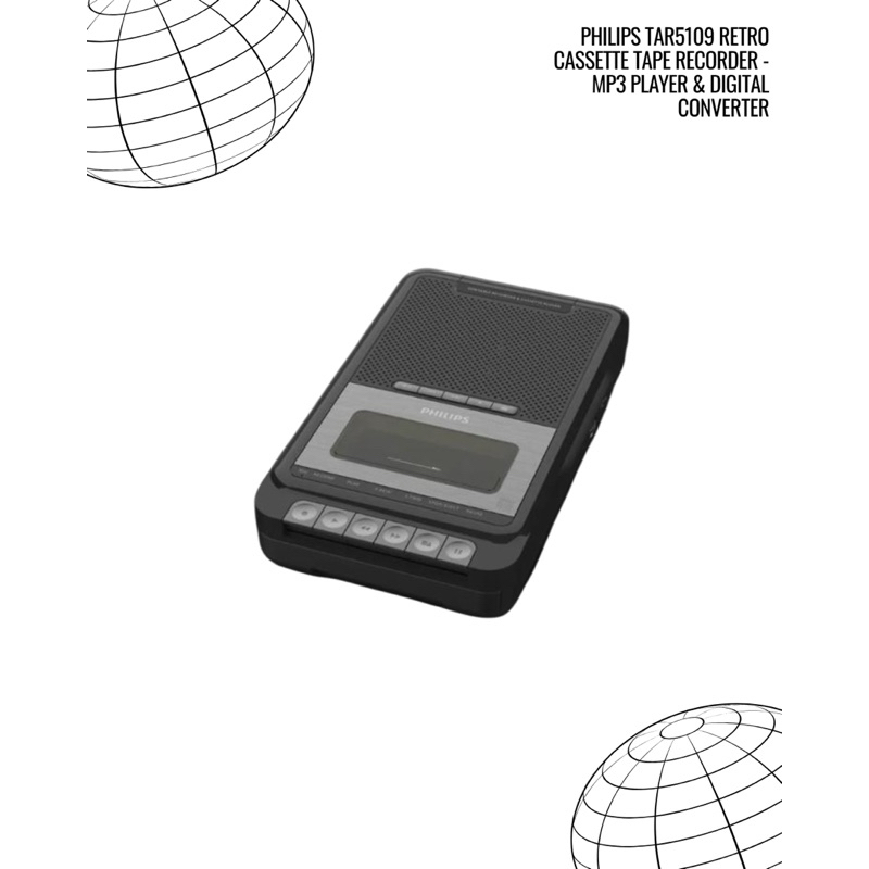 PHILIPS TAR5109 Retro Cassette Tape Recorder - MP3 Player & Digital Converter