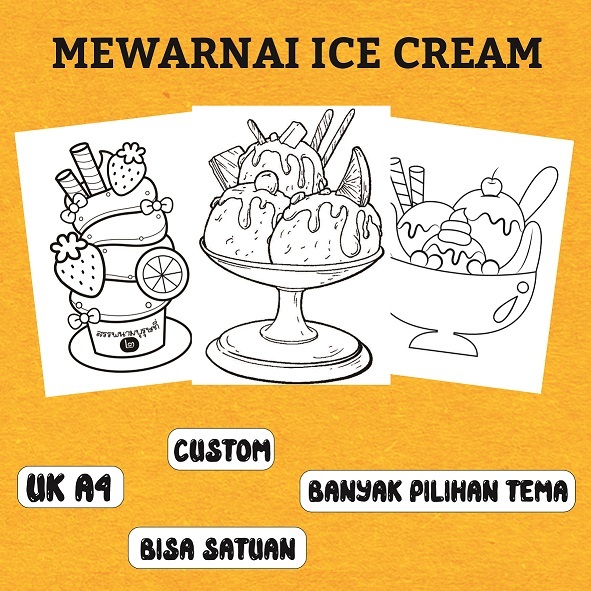 

KERTAS MEWARNAI / MEWARNAI ICE CREAM / KERTAS MEWARNAI ANAK PAUD TK SD / COLORING / KERTAS GAMBAR A4