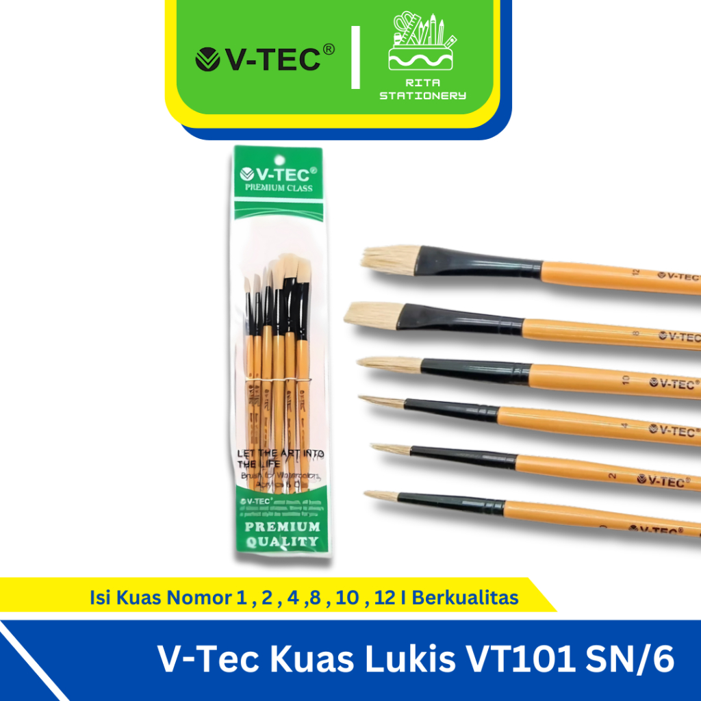 

V-TEC Kuas Lukis isi 6 Pcs NO.0,2,4,8,10,12 - VT-101 SN/6