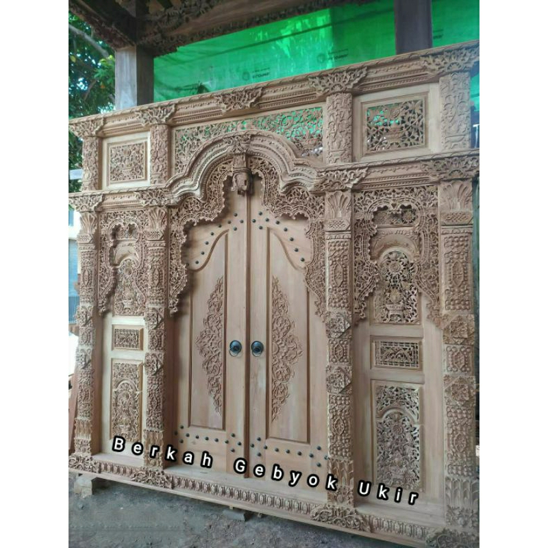 pintu gebyok jawa/pintu rumah jawa klasik modern kayu jati TPK perhutani