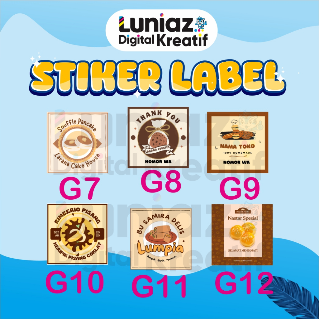 CETAK STIKER LABEL LOGO kemasan MAKANAN KOTAK PERSEGI | STIKER FREE DESAIN EDIT TEKS / TERPOTONG
