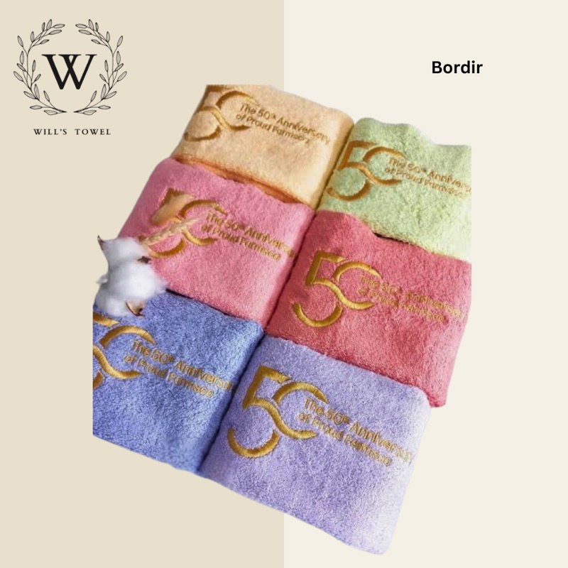 Custom Bordir Handuk Untuk Salon Ulang Tahun Pernikahan Barbershop Korporat Event Klinik HANYA BORDI