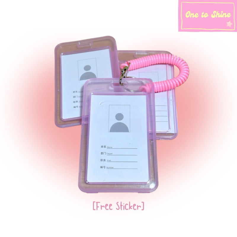 Onetoshine - [FREE STICKER] Card Holder PC Holder Case ID Card Warna Gantungan Tas PC