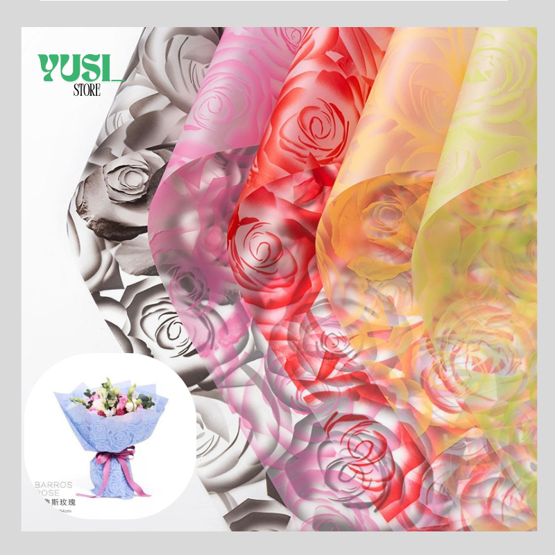 

Isi 20 LEMBAR Flower Wrapping Paper Motif Mawar Brokat Kertas Buket Bunga Mawar Cellophane KB051