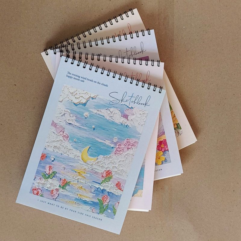 

Buku Sketsa A6 Vertikal Jilid Spiral 45 Lembar / 95 Halaman, Motif Art 3D, promoSketchbook