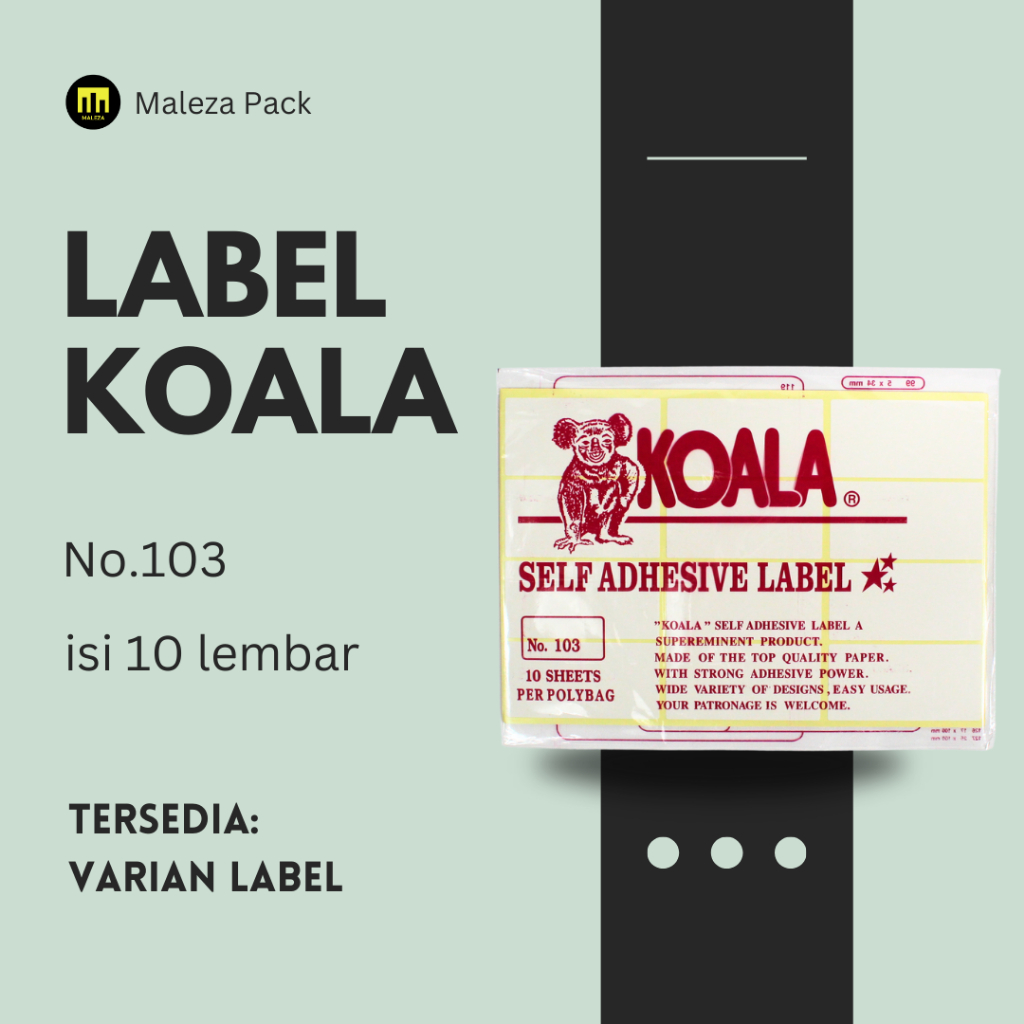 

Label Koala No.103/ Stiker Koala isi 10 lembar