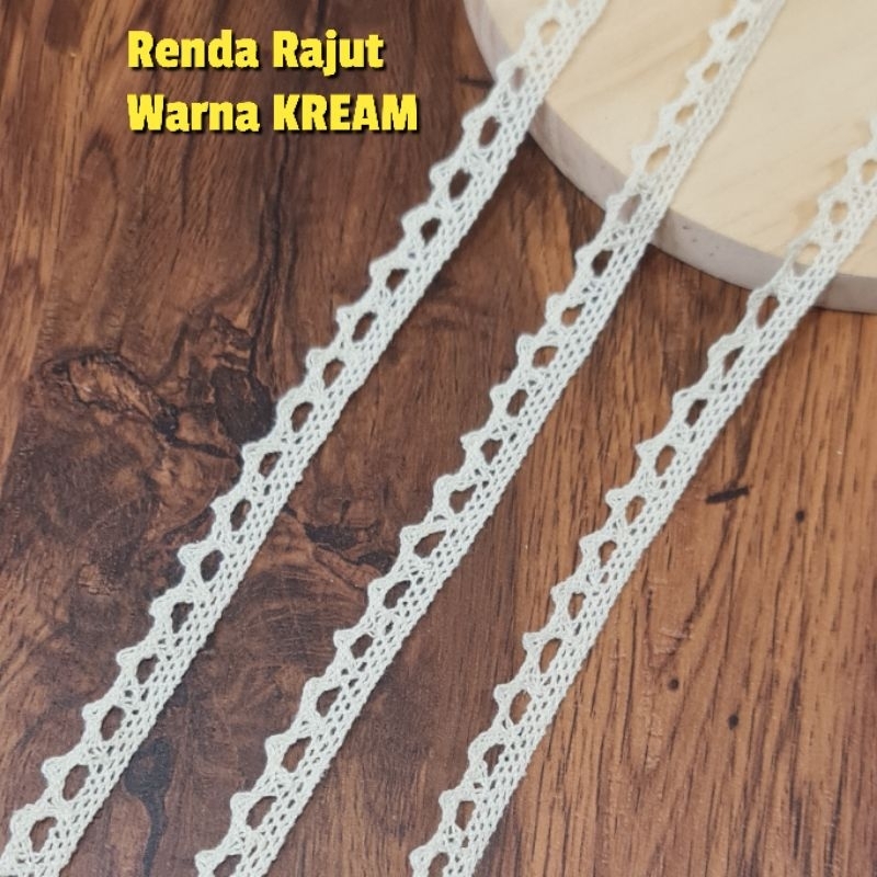 Renda rajut kecil, renda rajut lebar 1cm, renda rajut, isi 300yard