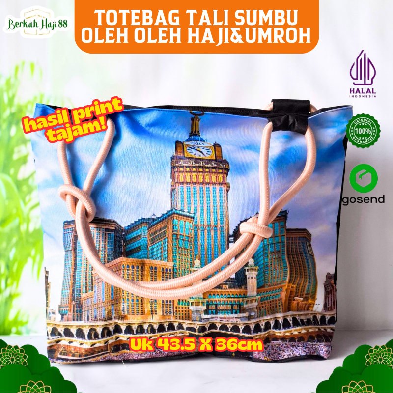 Tas Wanita Tali Sumbu Souvenir Umroh Oleh Oleh Haji Totebag Printing Motif Arab Islamic